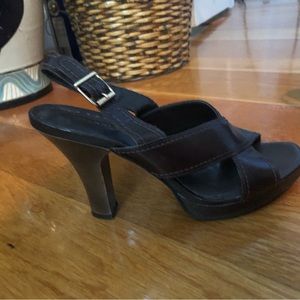 Dark brown heeled sandals